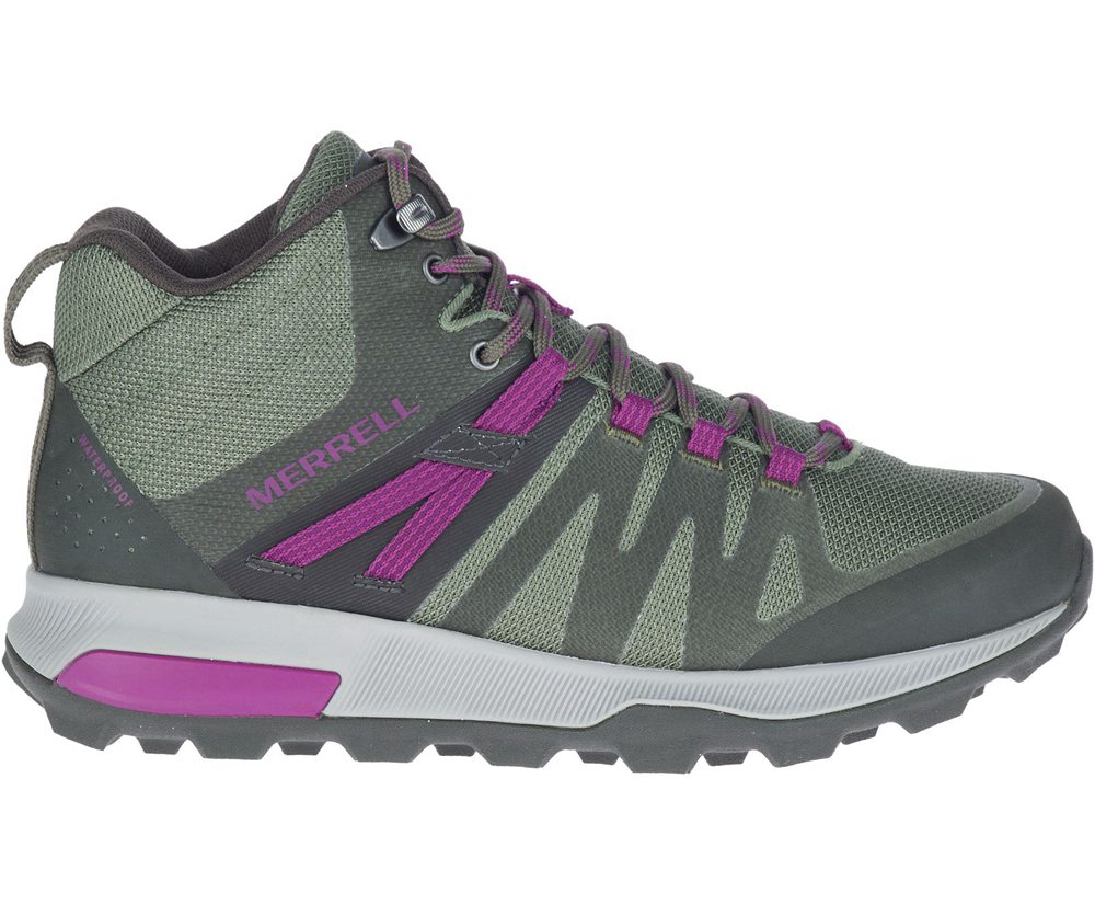 Merrell Boots Olive - Zion FST Mid Waterproof - Womens 49RDFQVAH